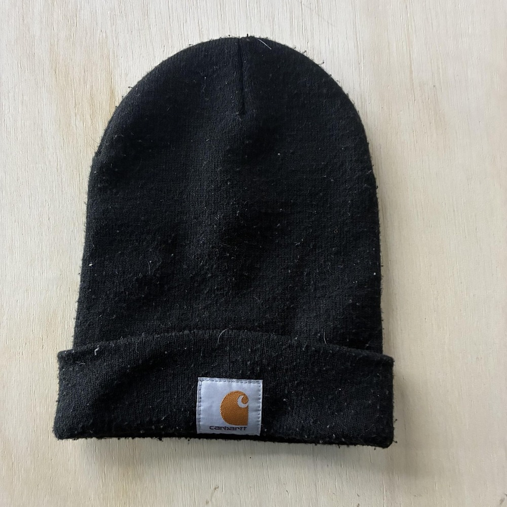 Carhartt Hat Beanie Mens One Size Black Acrylic Knit Stretch Winter Workwear